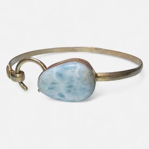 Larimar And Sterling Silver Bracelet With Hook Closure